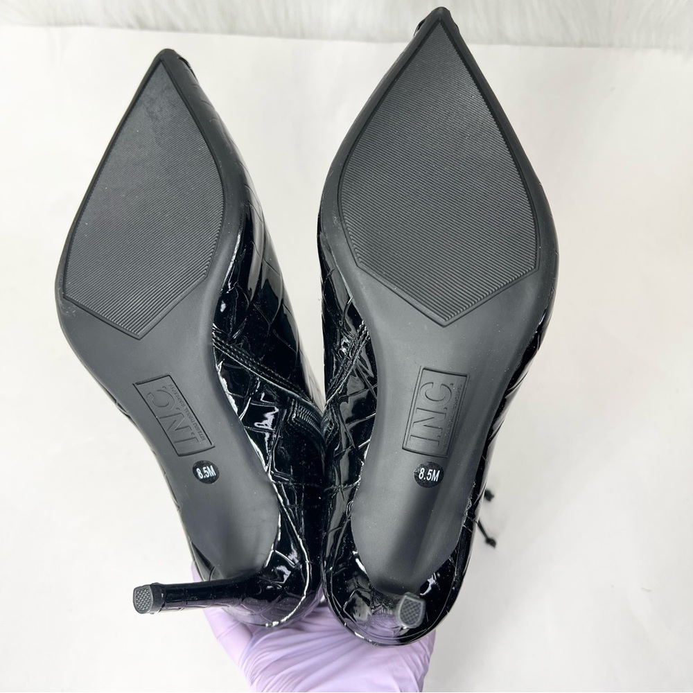 I.N.C. International Concepts Hariet Lace Up Booties Black Croc Patent Size 8.5M - Picture 8 of 14